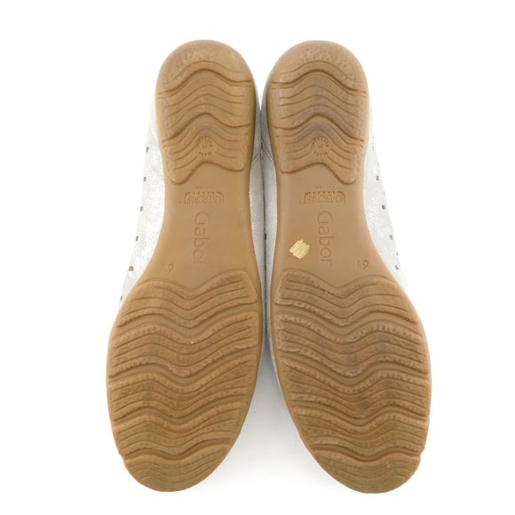 GABOR Perforated Brushed Silver Ballet Flats 6.5 UK - Picture 6 of 8